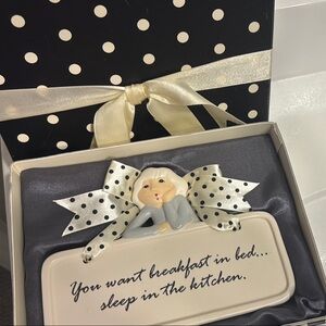 Humorous Ceramic Plaque with Polka Dot Gift Box